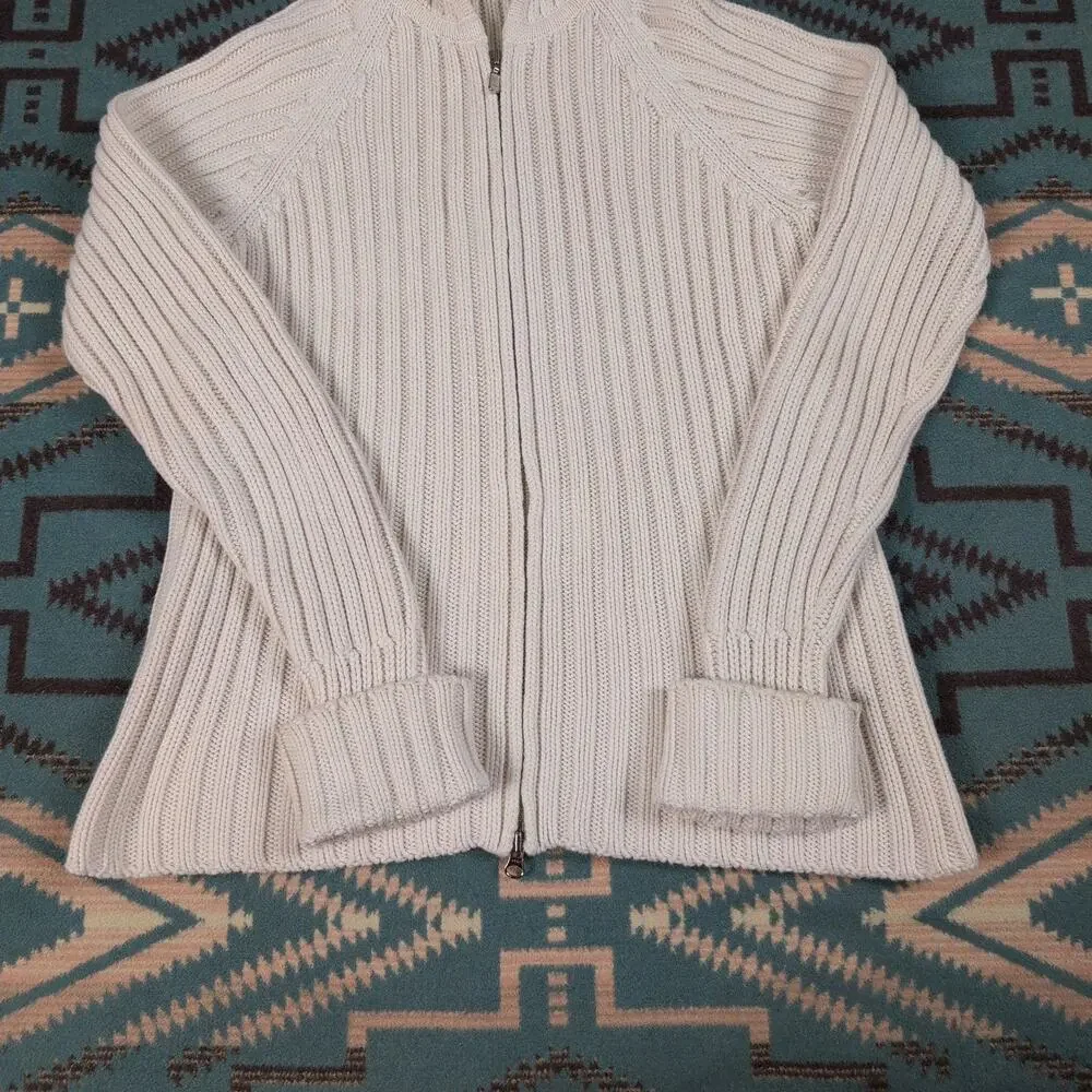 J.Crew Cable Knit Hoodie Sweater Full Zip Cardigan Extra Small Boho Cute